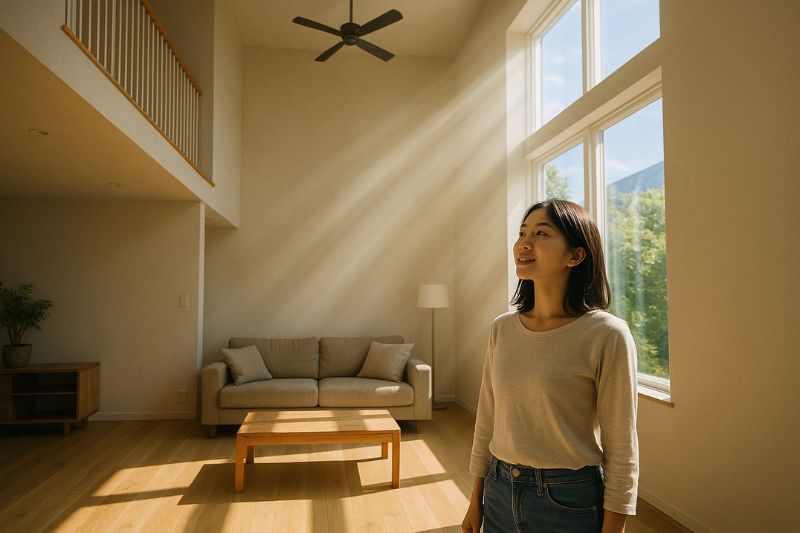 時間とともに表情を変える吹き抜けの家