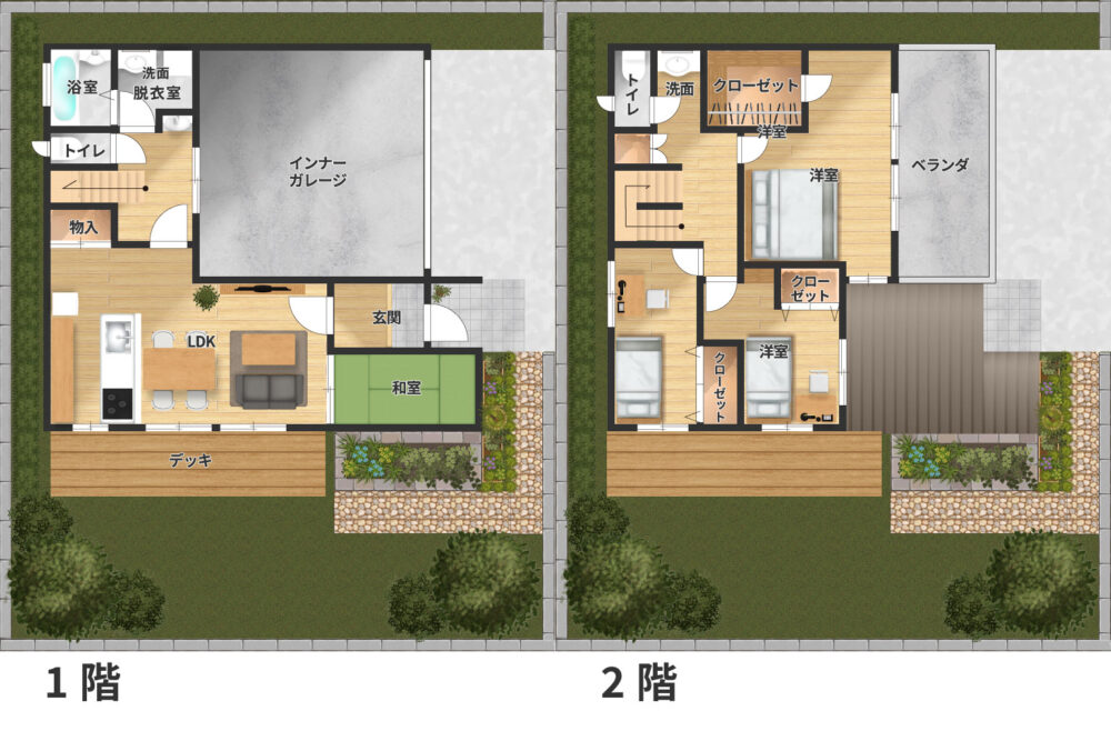 和室とガレージを備えた、庭とつながる暮らしのかたち