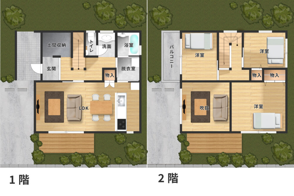 吹抜け×耐震等級3の家間取り