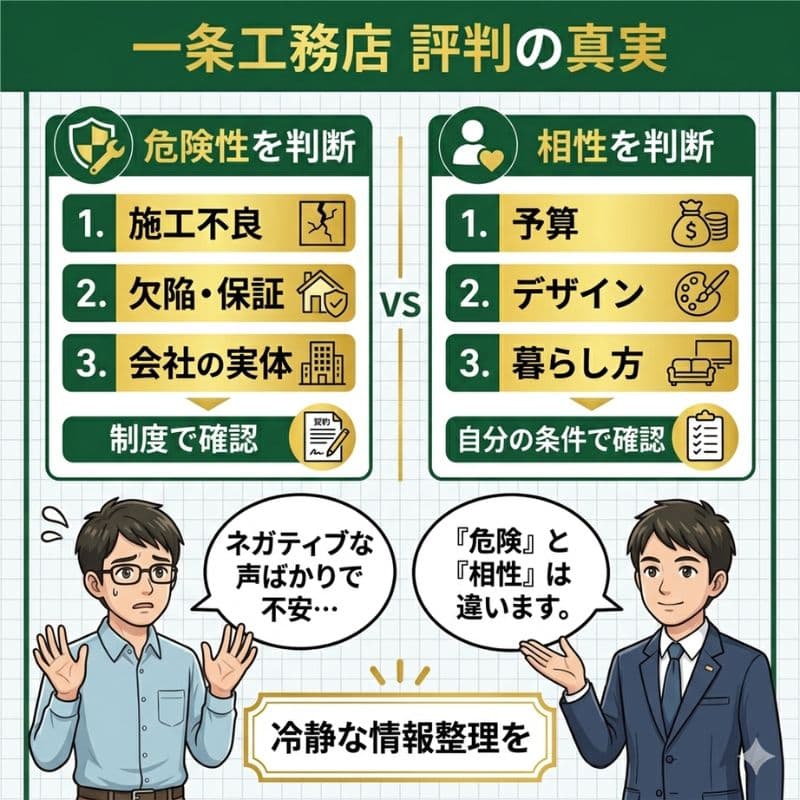 一条工務店「評判の真実」。危険性と相性を分けて冷静に判断。