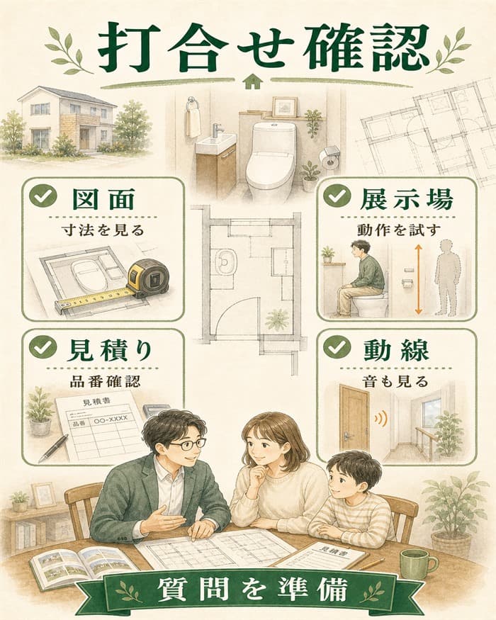 トイレ打ち合わせ前に確認する項目のチェック図解