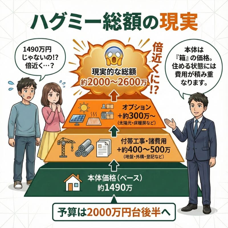 一条工務店ハグミー総額の現実。本体の倍近くになる内訳図解