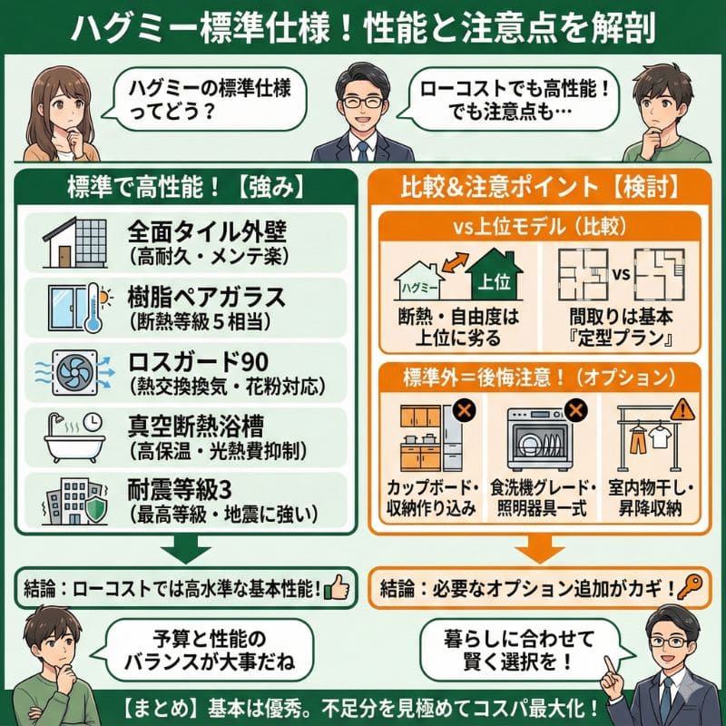 一条工務店ハグミーの標準仕様と注意点
