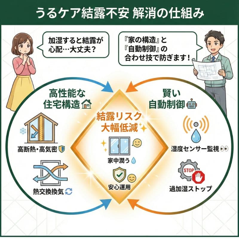 一条工務店のうるケア結露対策の仕組み図解