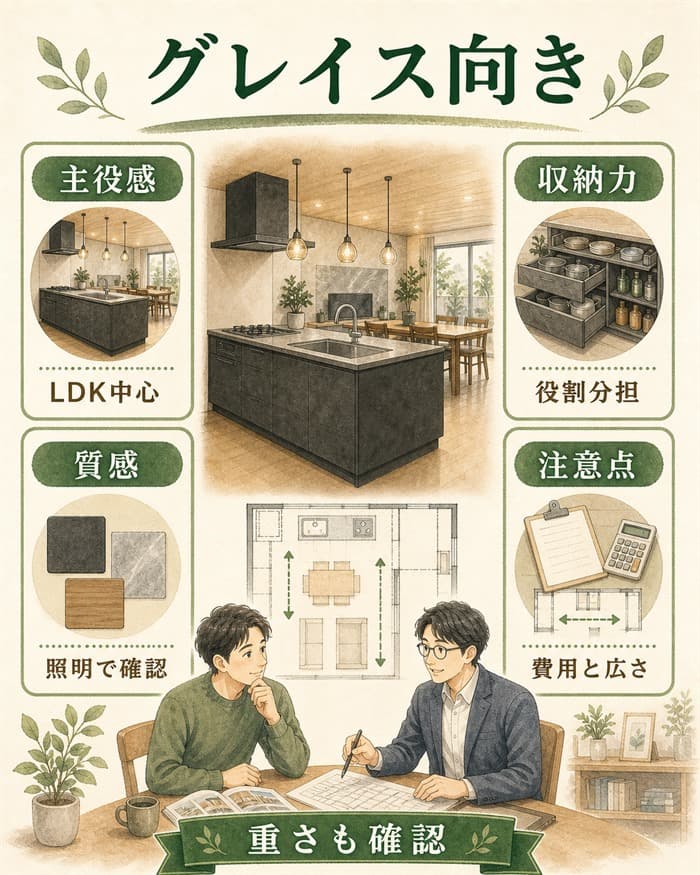 グレイスキッチンが合う人と注意点を整理した図解