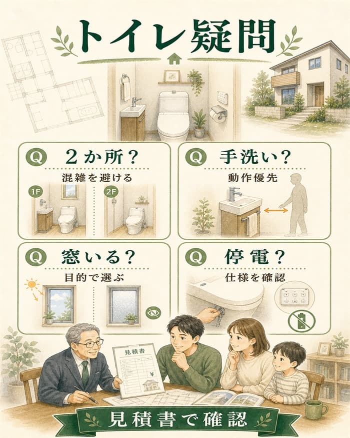 一条工務店のトイレでよくある疑問を整理した図解