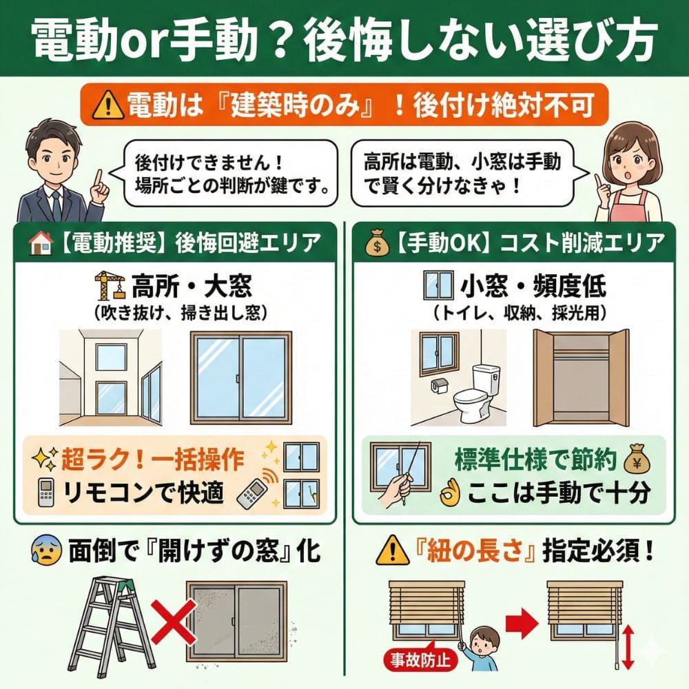 一条工務店ハニカムシェード、電動と手動の後悔しない選び方