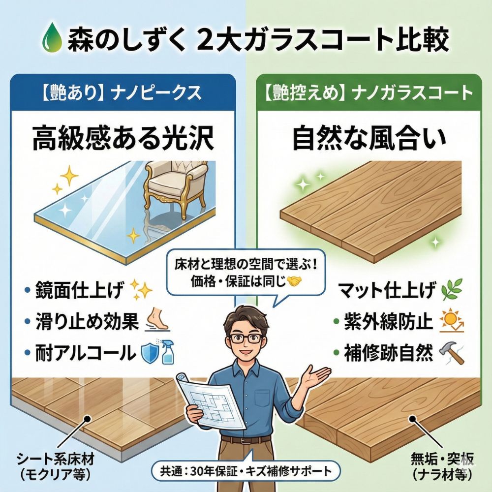 一条工務店 森のしずくガラスコート比較図