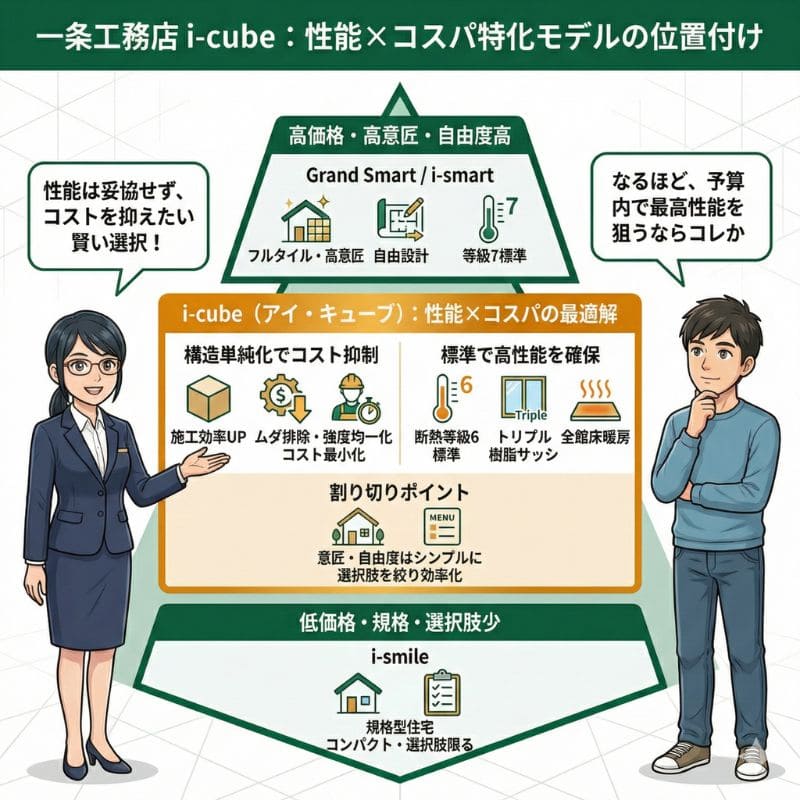 一条工務店i-cube:性能×コスパ比較図解