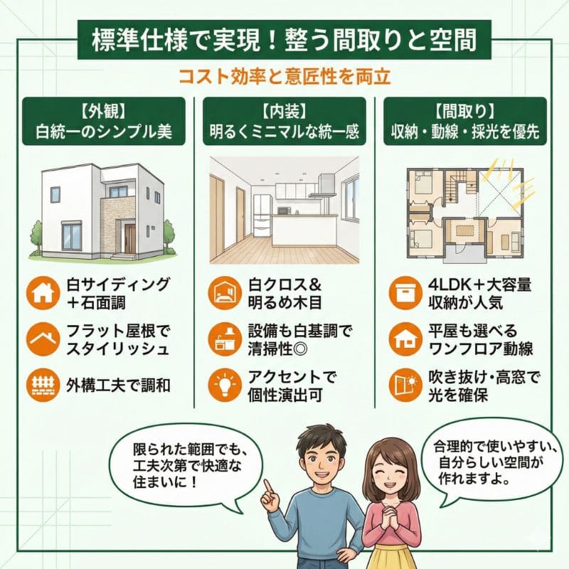 一条工務店 標準仕様の外観・内装・間取り特徴図解