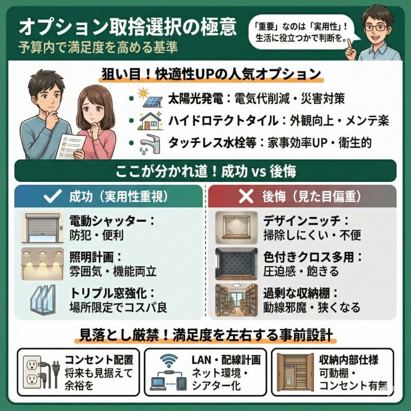一条工務店オプションの取捨選択。実用性重視が成功のカギ
