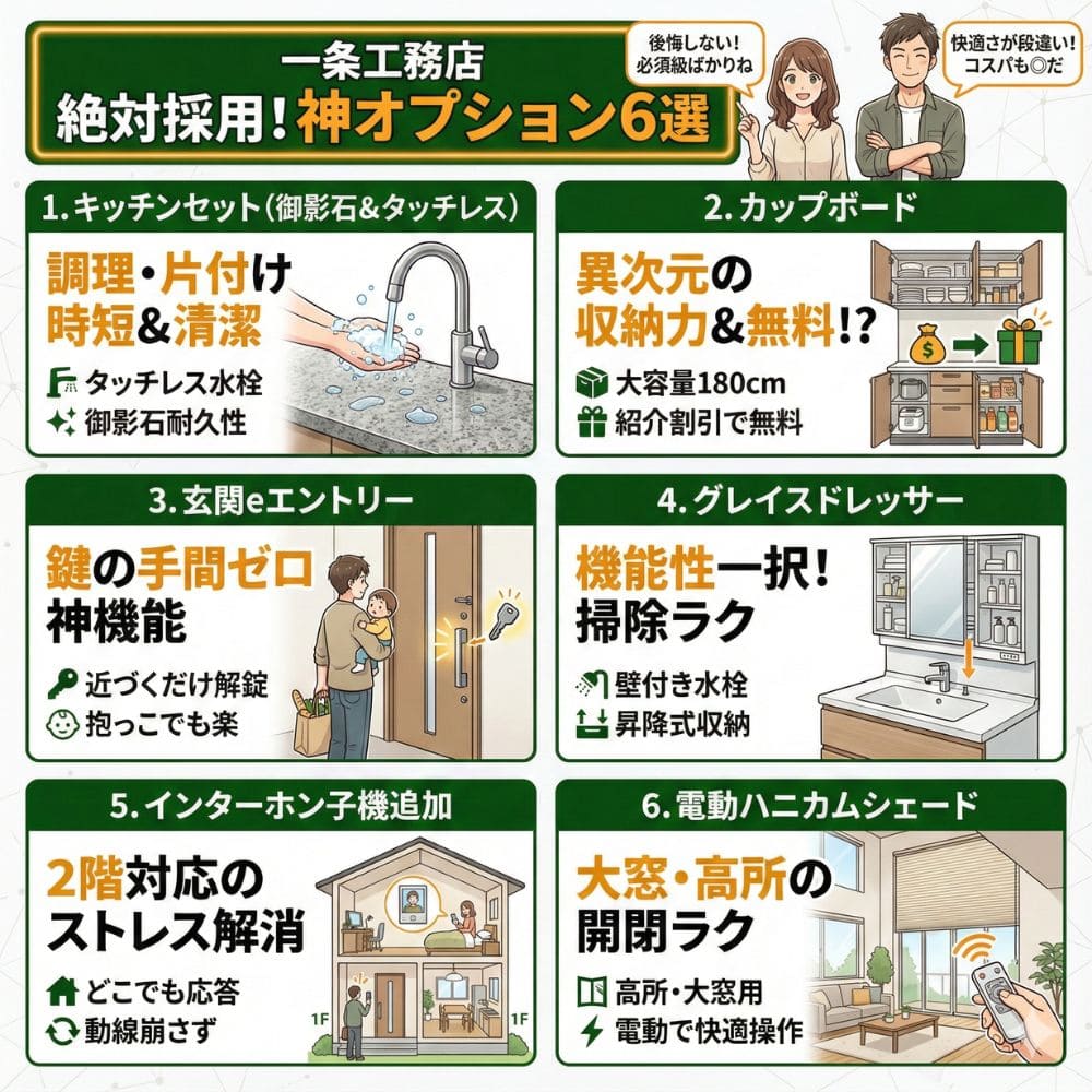 一条工務店の絶対採用すべき神オプション6選の解説図