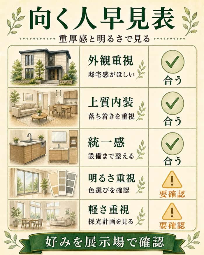 グランセゾンが向く人と要確認条件を整理した表