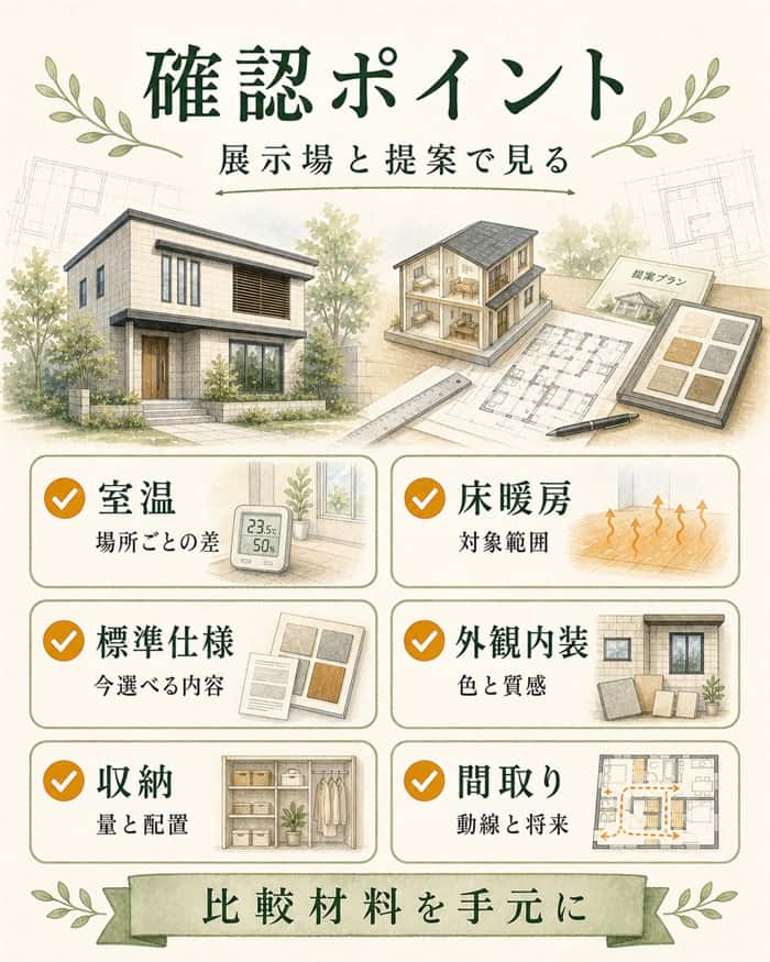 展示場と間取り提案で確認したいポイント表