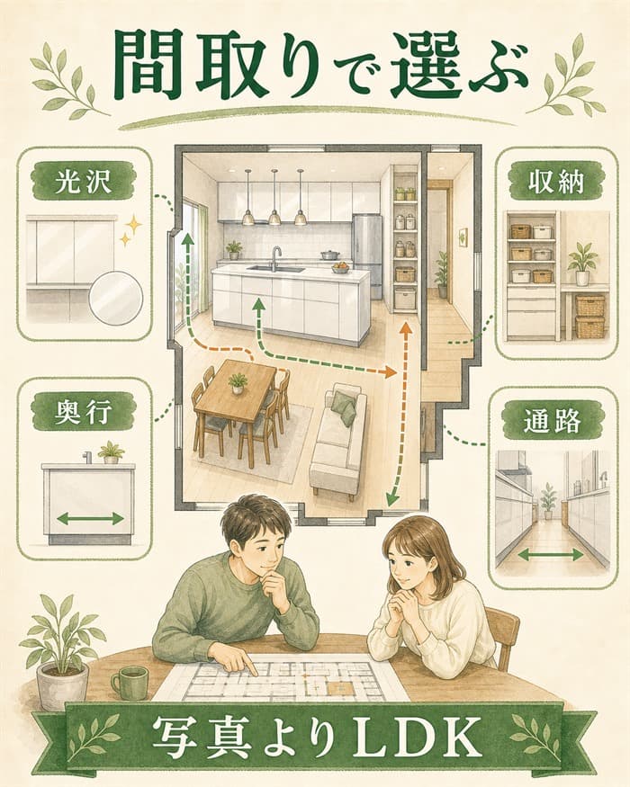 スマートキッチンを写真の印象ではなくLDKの間取りで選ぶ図解