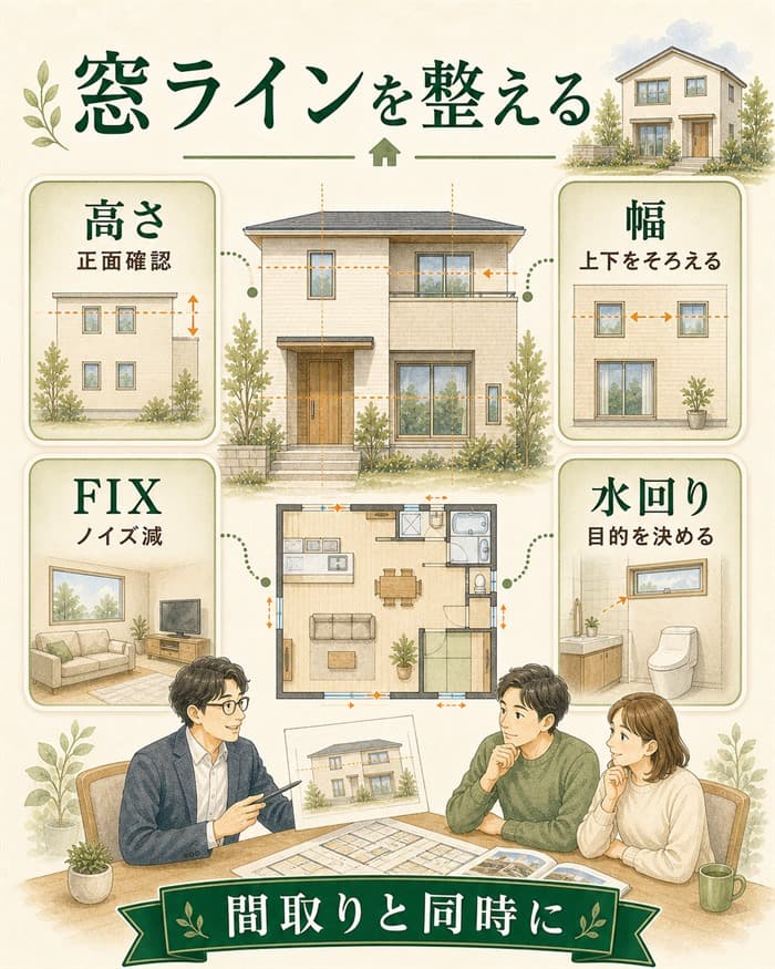 外観と暮らしを両立する窓配置の整理図解