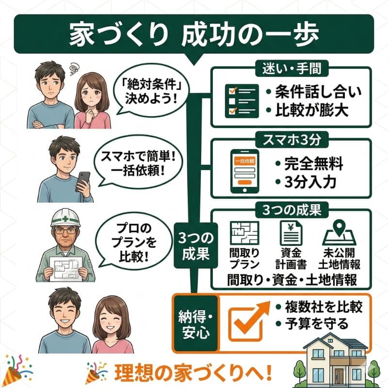 スマホ一括依頼でプロの提案を比較し、理想の家を実現。