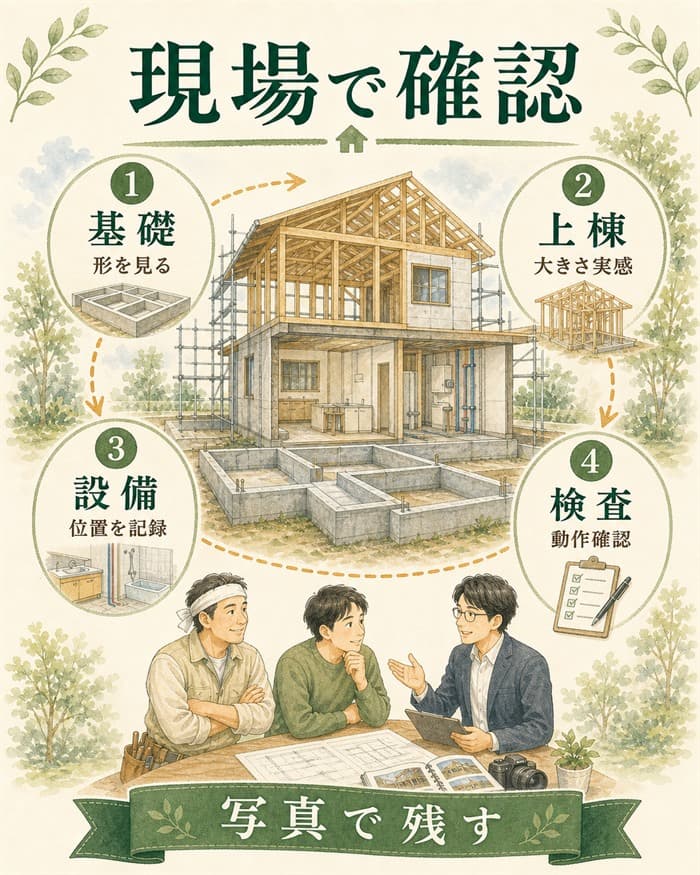 着工から引き渡しまで現場で確認する流れの図解