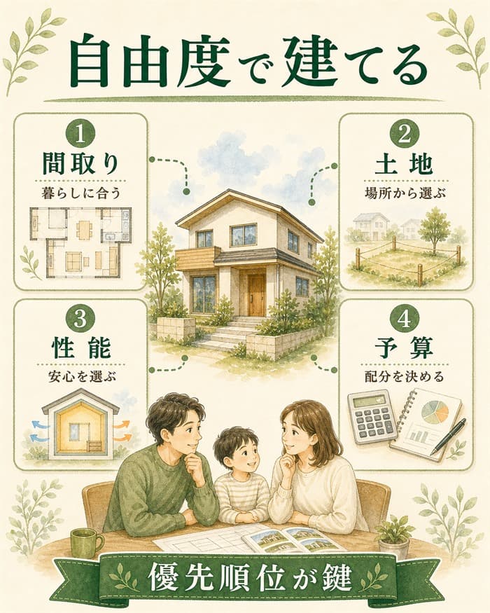 注文住宅の自由度と優先順位を整理した住宅図解