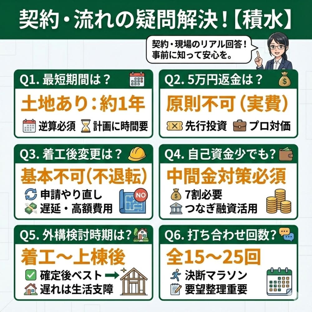 積水ハウスの契約・流れに関する疑問解決インフォグラフィック