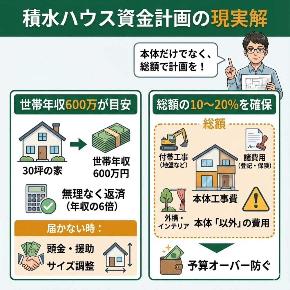 積水ハウスの家づくり資金計画：年収と総額の目安