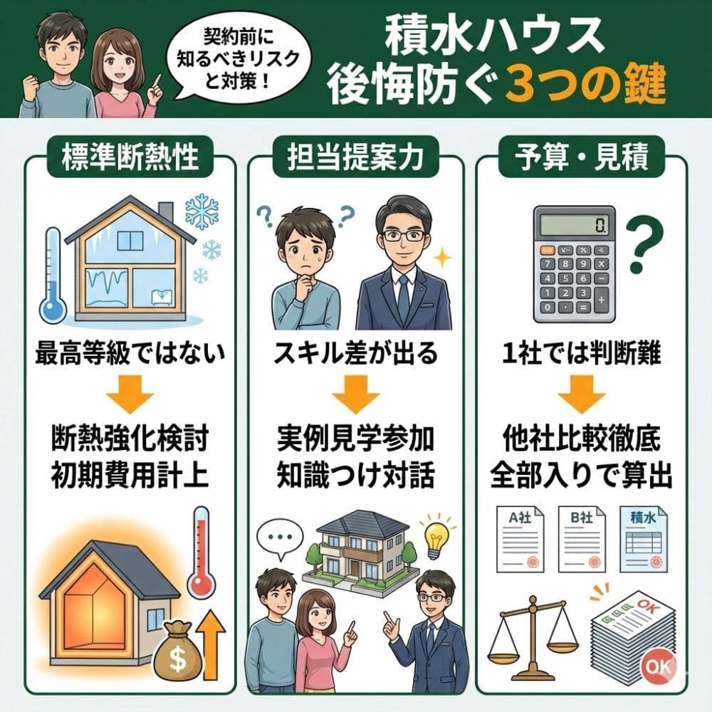 積水ハウスで後悔防ぐための3つの鍵と対策を図解