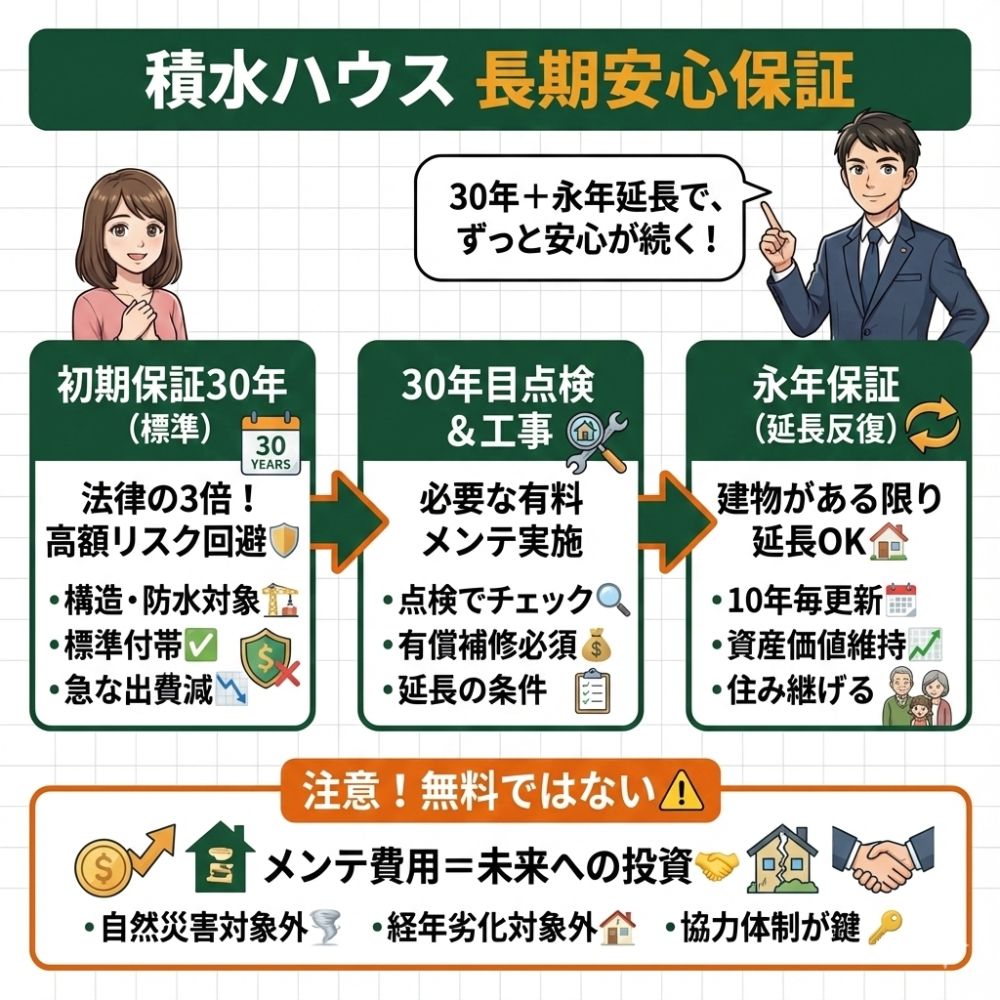 積水ハウスの長期安心保証。30年と永年延長、注意点。