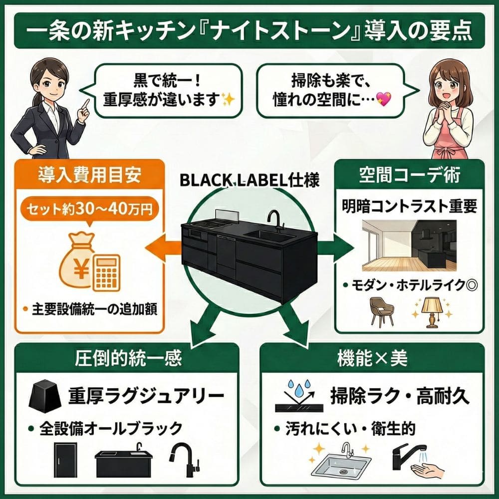 一条工務店ナイトストーン仕様の要点インフォグラフィック