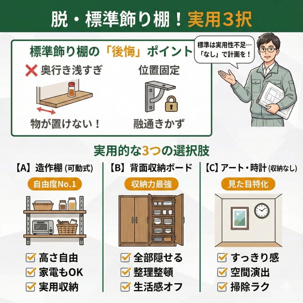 一条工務店の飾り棚後悔と代替案3選（造作棚、収納、アート）