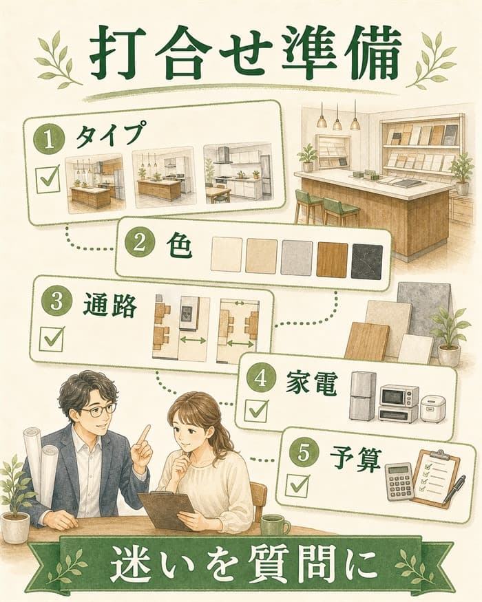 仕様打ち合わせ前に色や通路や家電を質問化するチェック図