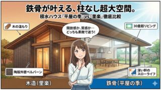 積水ハウス【平屋の季】坪単価と評判！鉄骨大空間の間取りアイデア 
