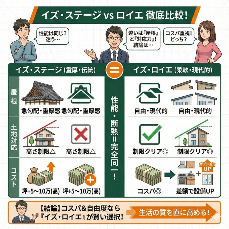 積水ハウス「イズ・ステージvsロイエ」違いと結論の比較図解