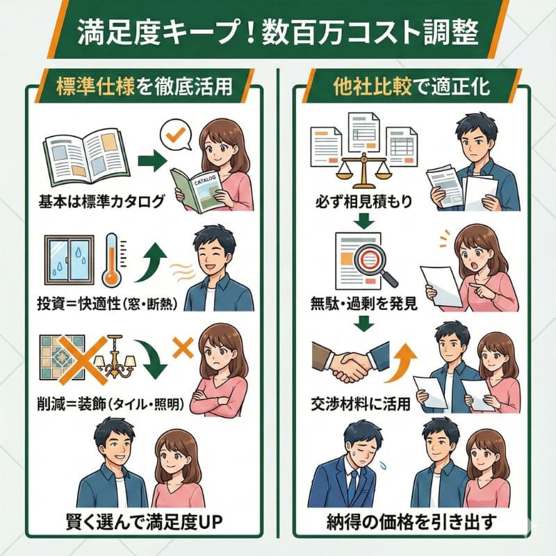 積水ハウスで満足度キープ！数百万コスト調整の図解