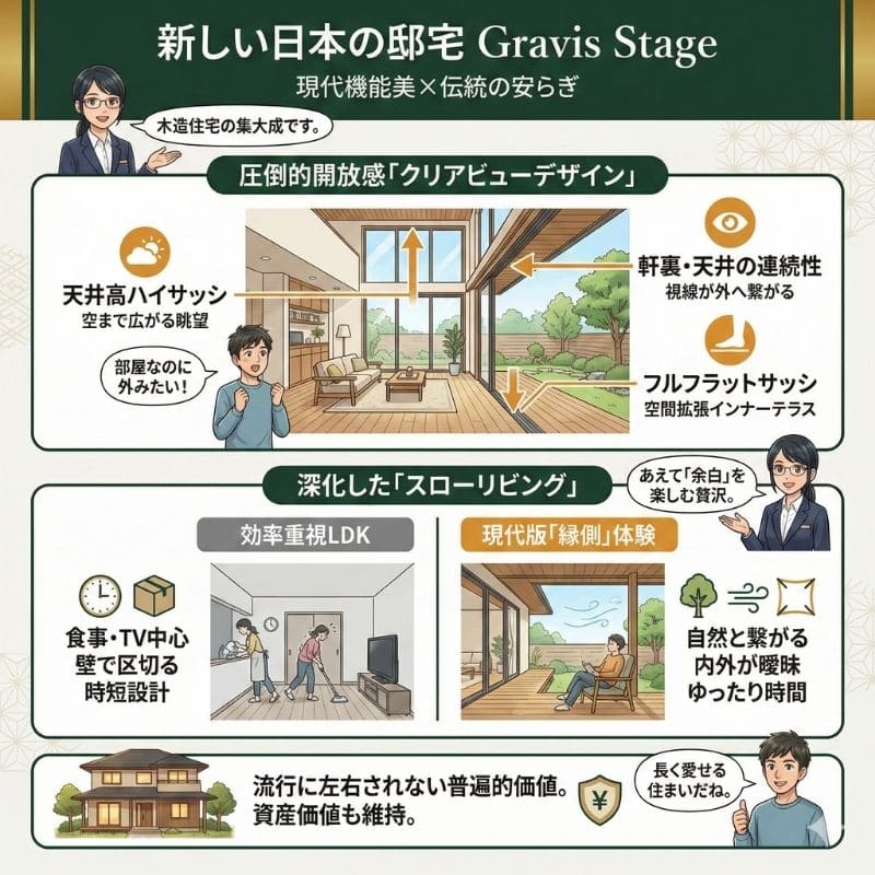 積水ハウスGravis Stage：機能美と安らぎの邸宅解説図