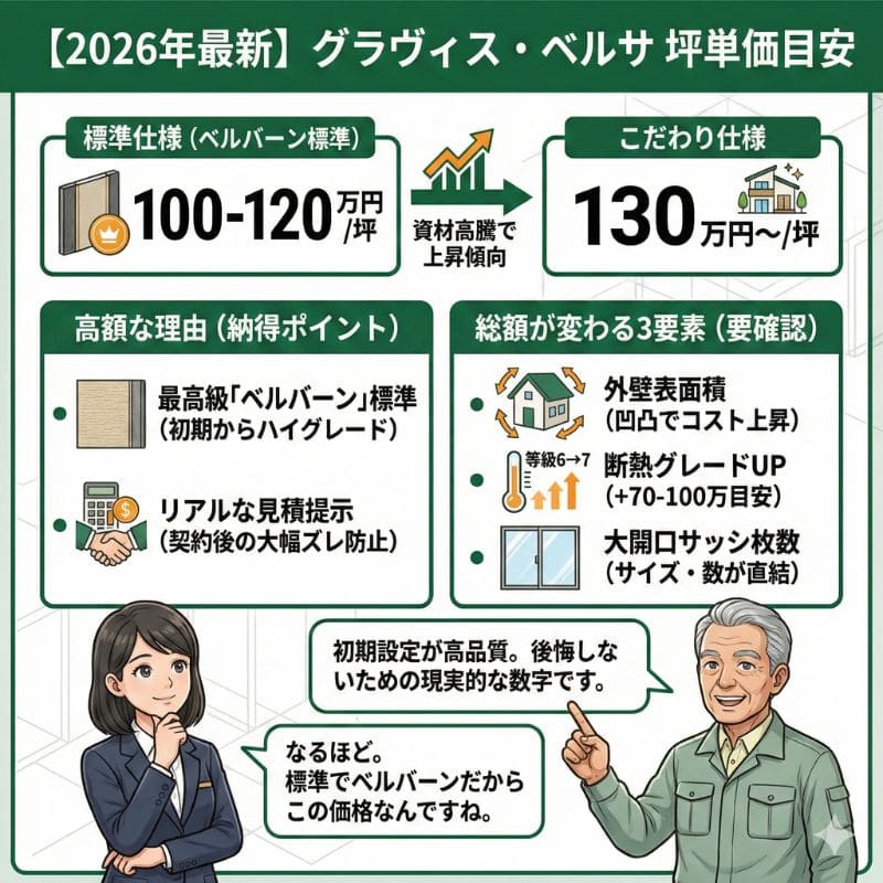 積水ハウス グラヴィス・ベルサ 2026年最新坪単価目安