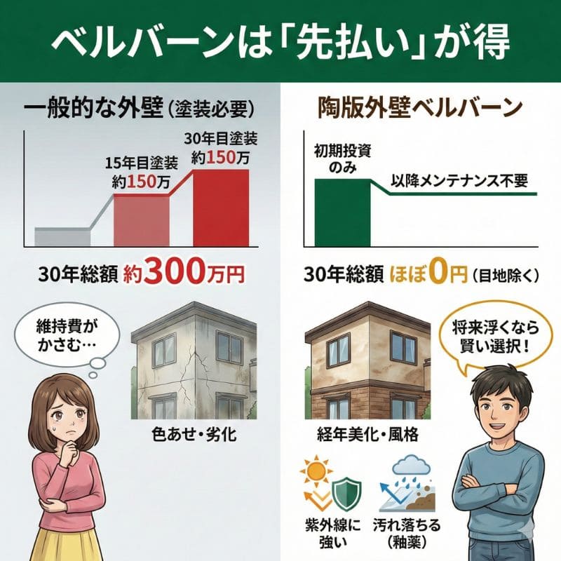 積水ハウスのベルバーン外壁お得なコスト比較