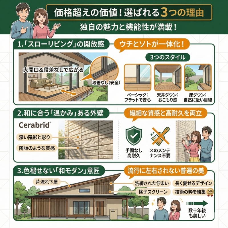 積水ハウスの魅力！選ばれる３つの理由を図解