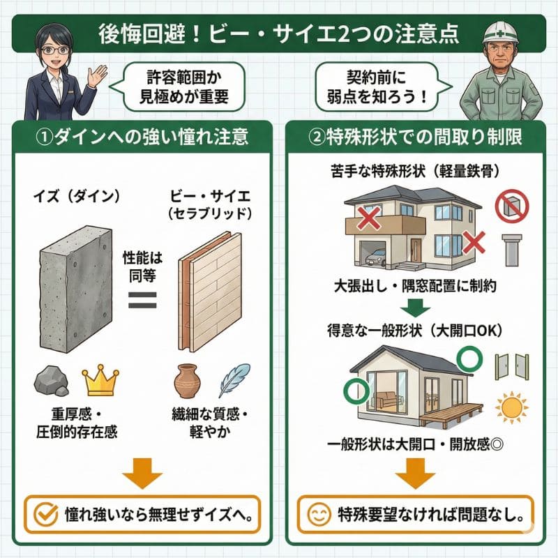 積水ハウスのビー・サイエ後悔回避！2つの注意点を図解