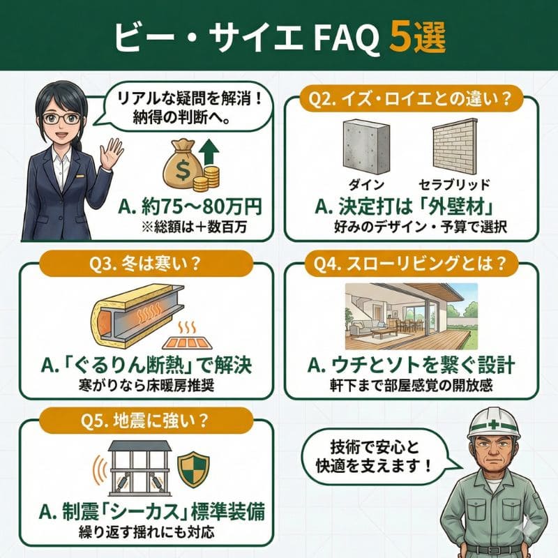 積水ハウスビー・サイエの坪単価や耐震FAQまとめ