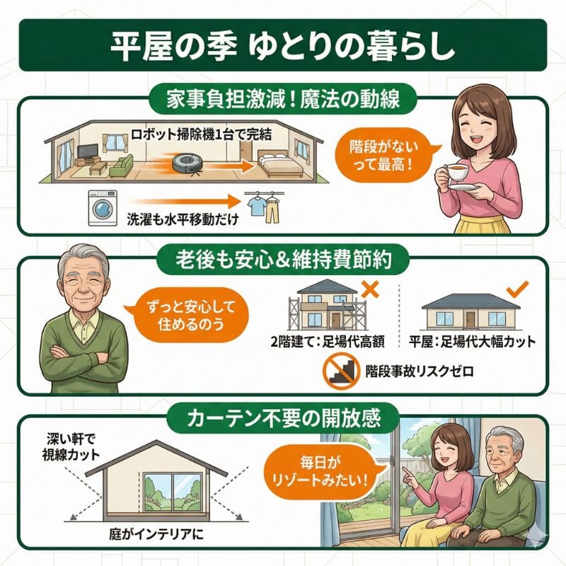 積水ハウスが提案する、家事も老後も安心な平屋の暮らし