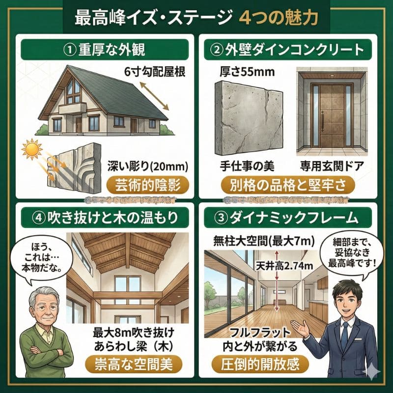 積水ハウス最高峰イズ・ステージの4つの魅力を解説する図