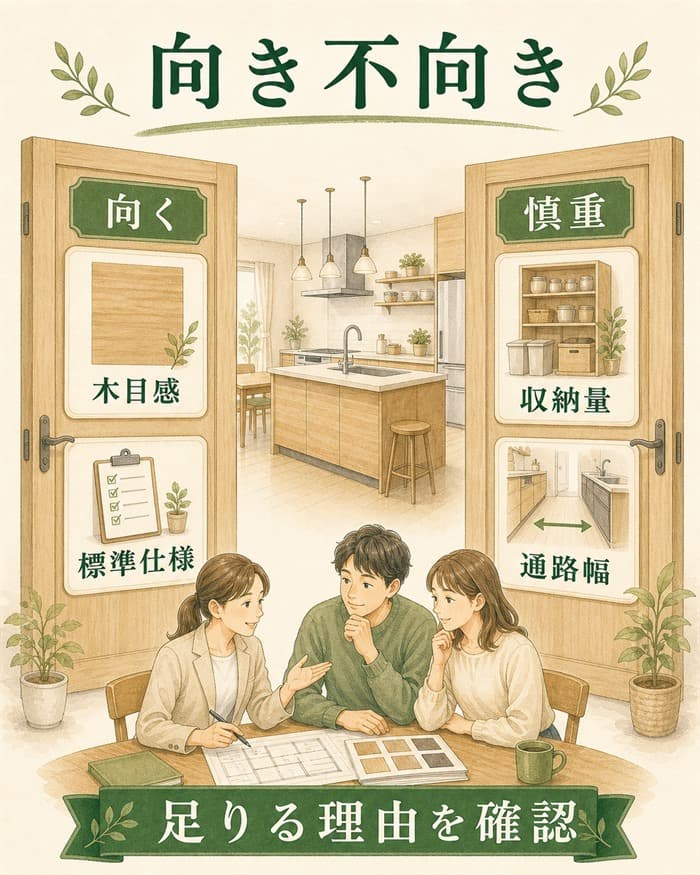 ラシックキッチンが向く条件と慎重に見る条件を整理した図