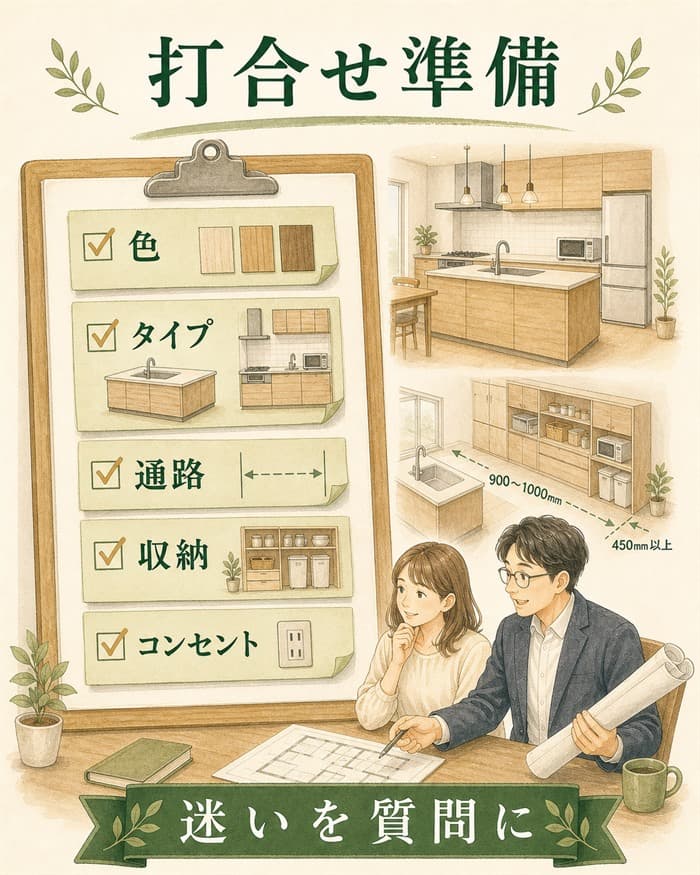 色や通路やコンセントを打ち合わせ前の質問に変える図