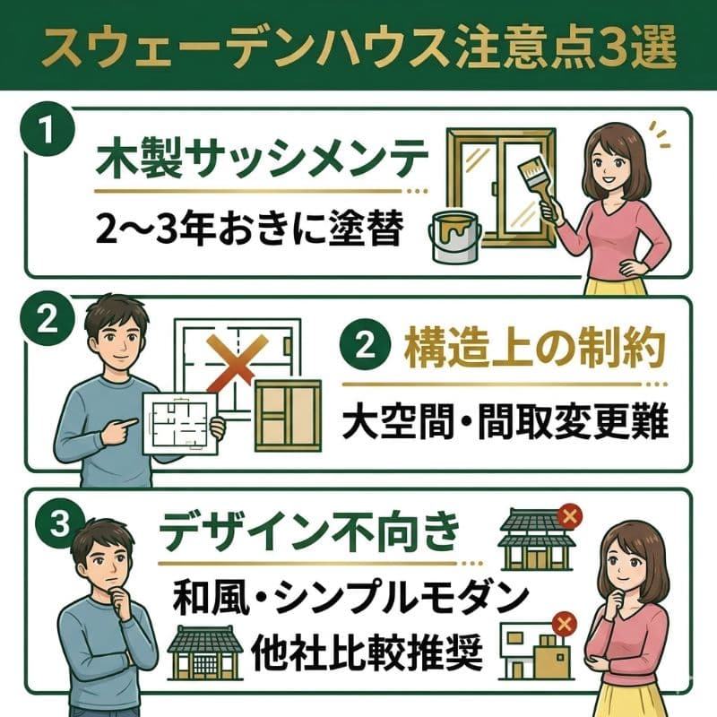 スウェーデンハウス注意点3選インフォグラフィック
