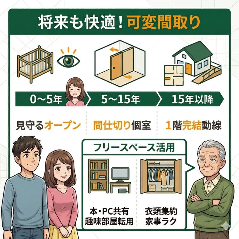 将来も快適！ライフステージに合わせた可変間取り。