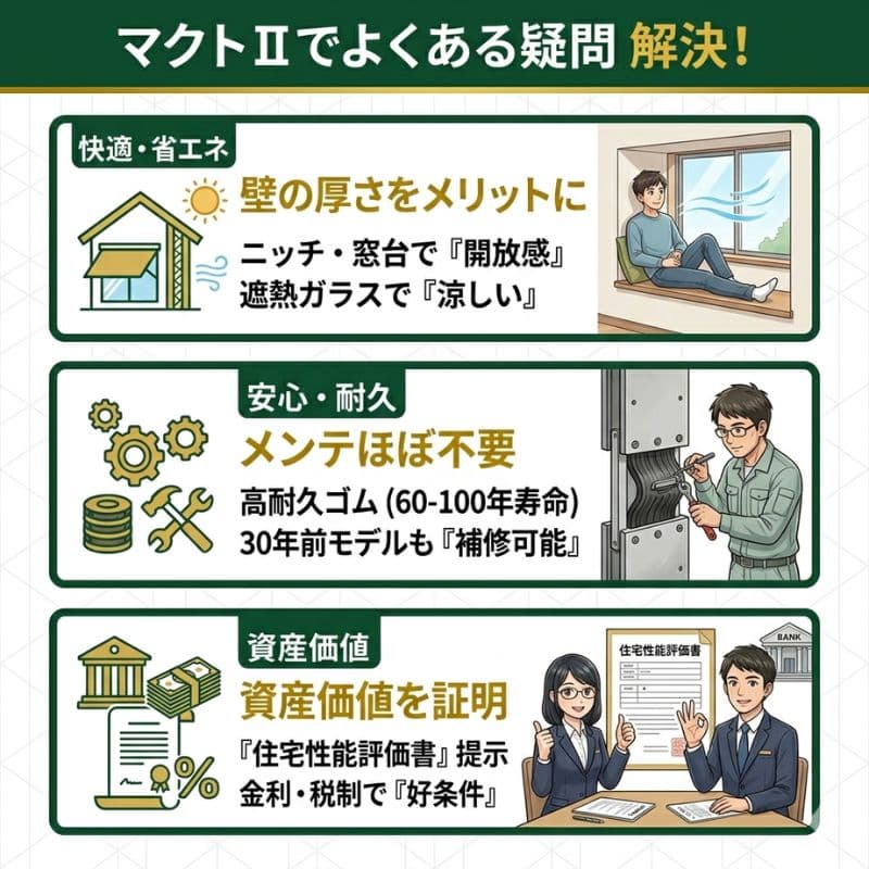 スウェーデンハウスの快適・安心・価値の疑問を解決する図解。