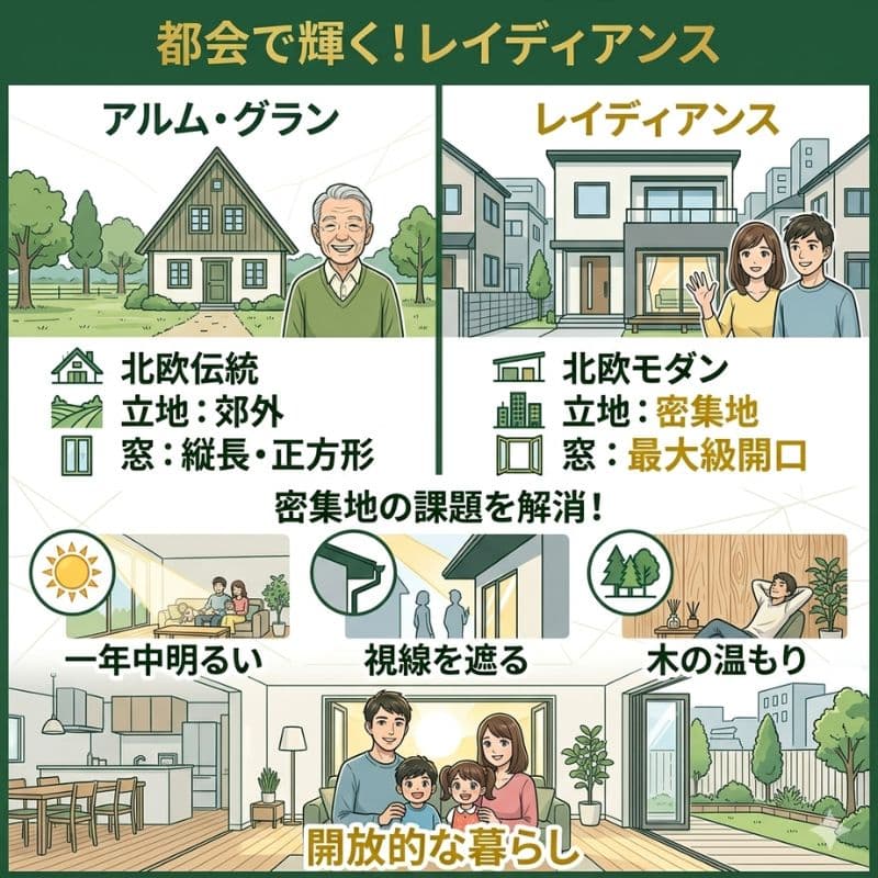 スウェーデンハウスの都会型レイディアンスと伝統モデルを比較