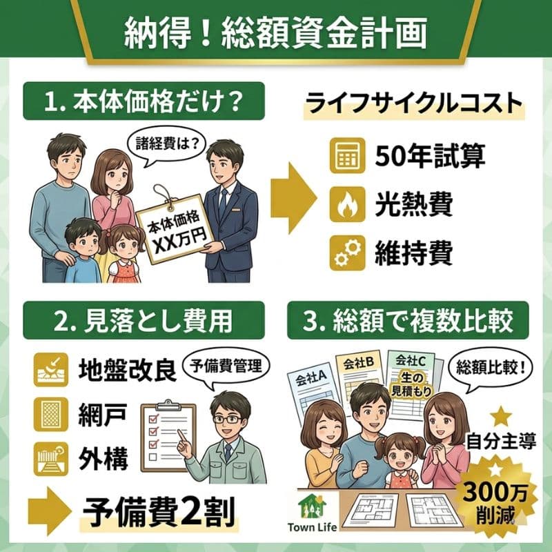 スウェーデンハウス資金計画、Town Lifeで総額比較