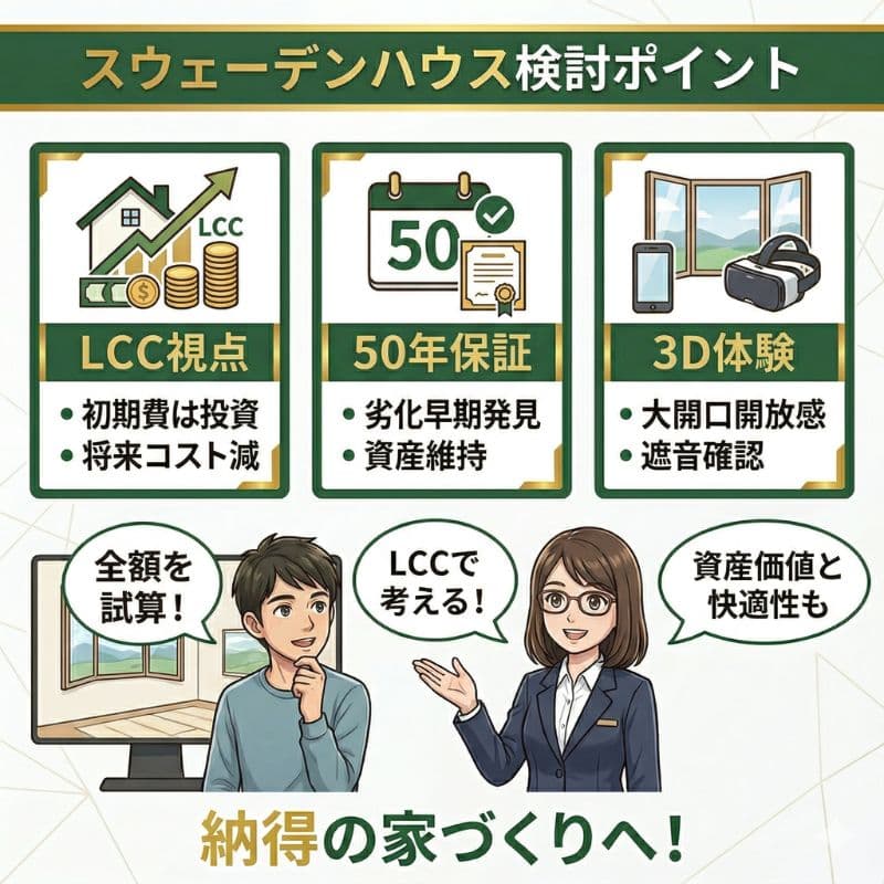 スウェーデンハウスのLCC、50年保証、3D体験を解説。