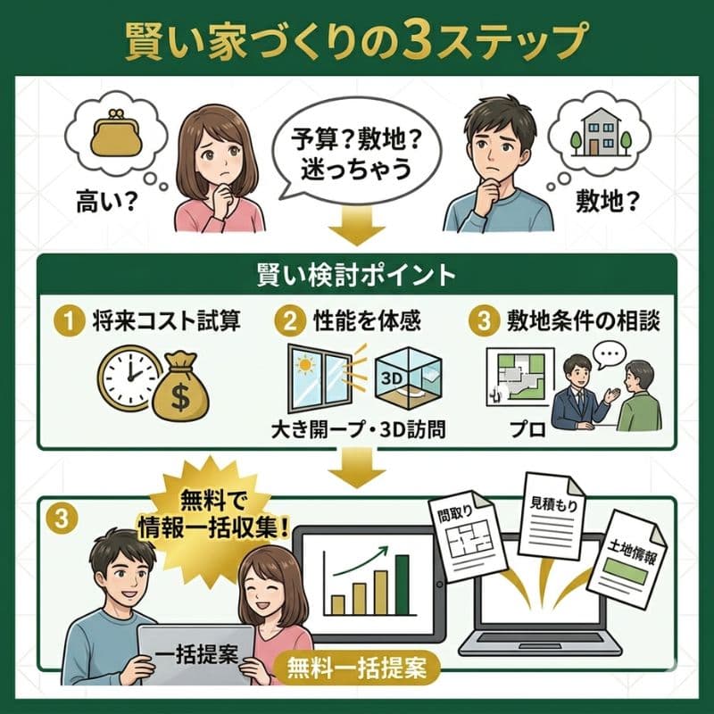 スウェーデンハウス検討、賢い家づくり3ステップ